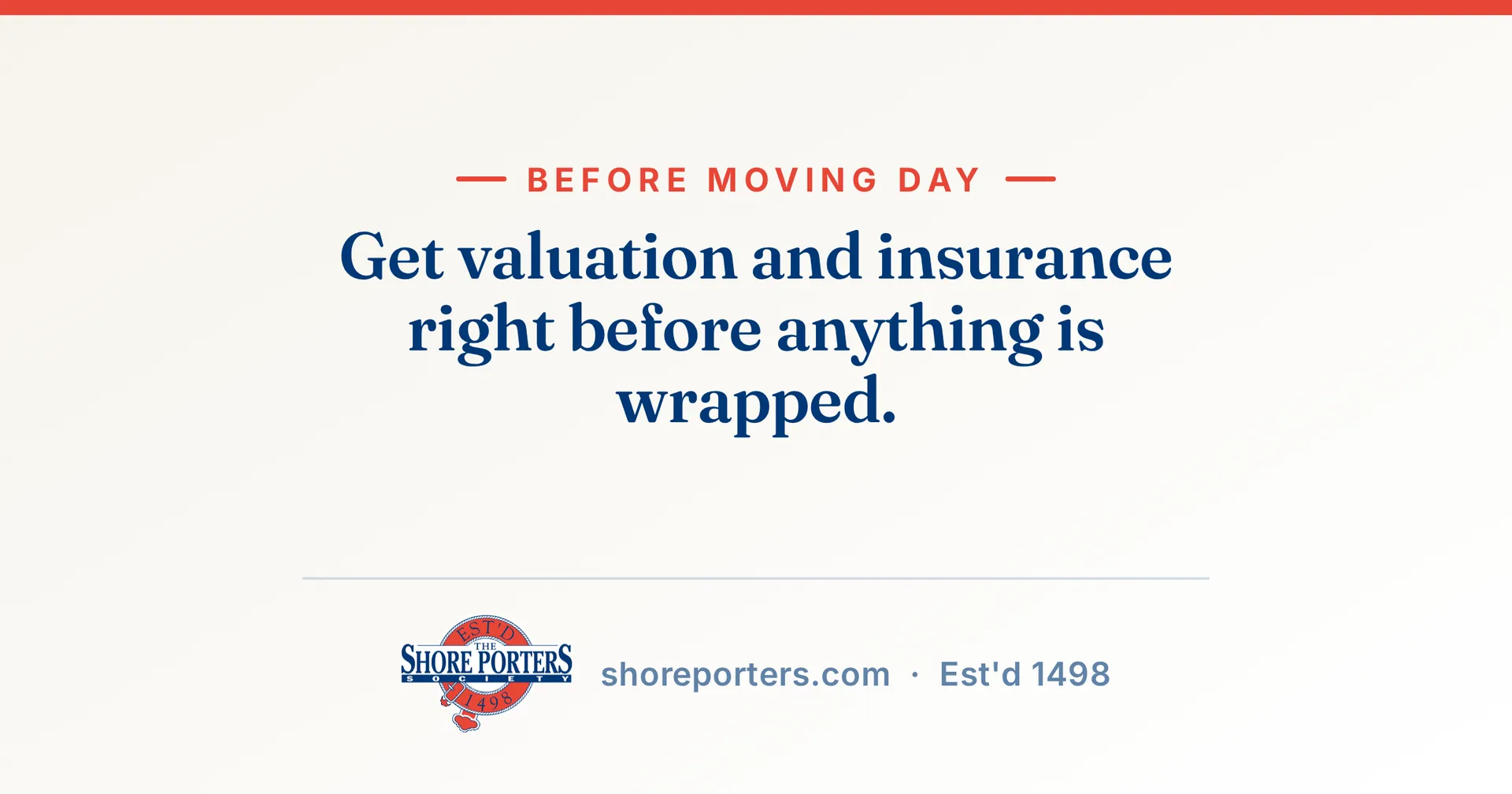 Shore Porters branded card: get valuation and insurance right before anything is wrapped.